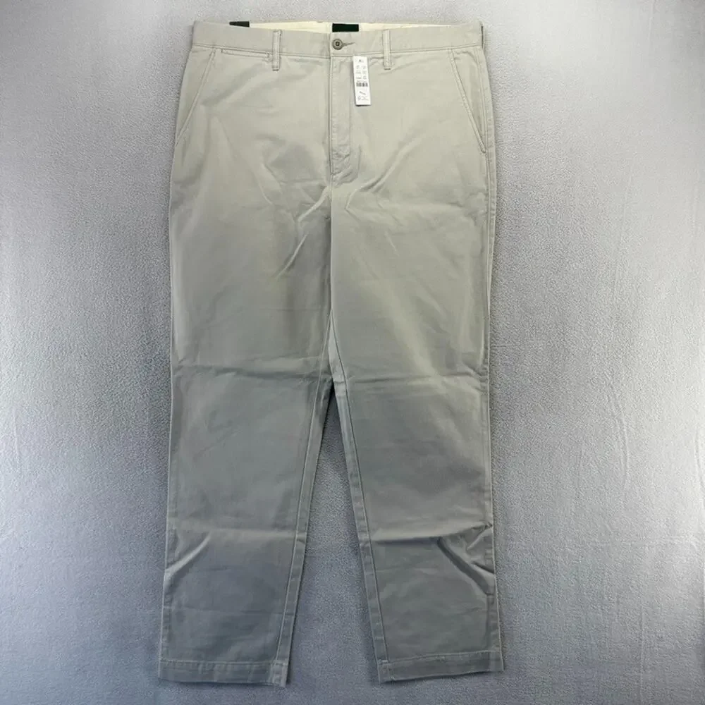 J Crew Pants men's 35x32 Beige tan Broken In Straight Chino Loose Preppy NEW